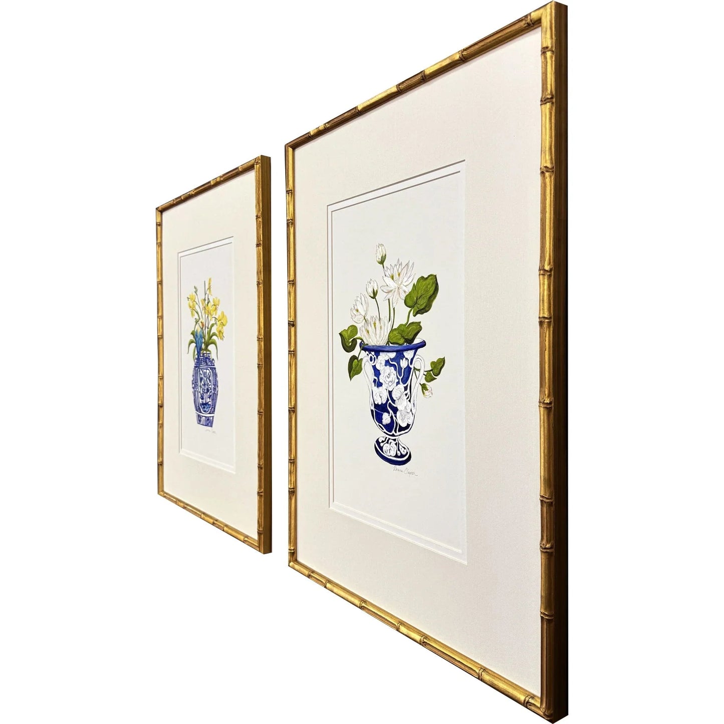 Blue and White Wood Framed Wall Art 2PC