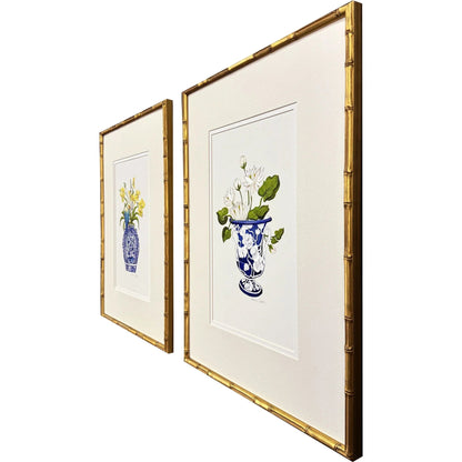 Blue and White Wood Framed Wall Art 2PC
