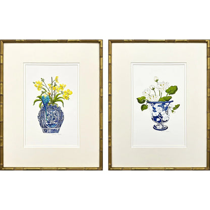 Blue and White Wood Framed Wall Art 2PC