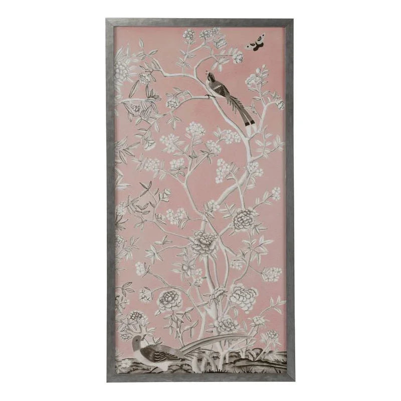 Blush Chinoiserie Silver Framed Artwork-Framed Wall Art-Chelsea House-Chinoiserie I-LOOMLAN