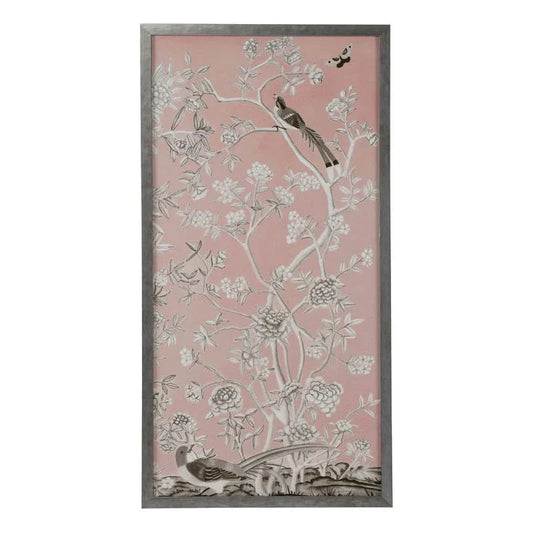 Blush Chinoiserie Silver Framed Artwork-Framed Wall Art-Chelsea House-Chinoiserie I-LOOMLAN