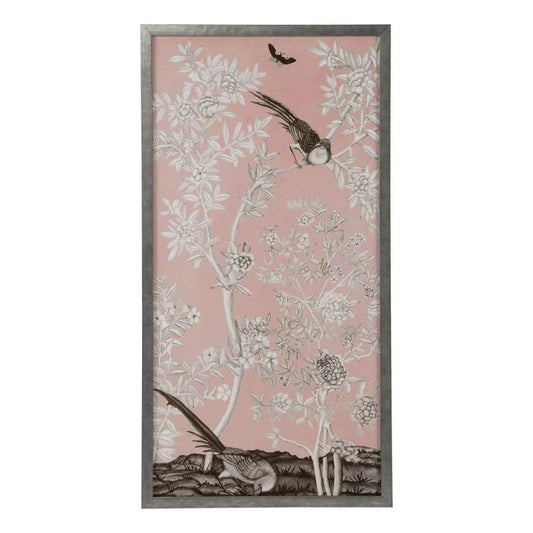 Blush Chinoiserie Silver Framed Artwork-Framed Wall Art-Chelsea House-Chinoiserie II-LOOMLAN