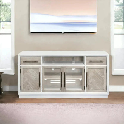 Boca Two Tone Wood TV Stand With Glass Doors - LOOMLAN - Panama Jack - TV Stands & Media Centers
