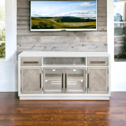 Boca Two Tone Wood TV Stand With Glass Doors - LOOMLAN - Panama Jack - TV Stands & Media Centers