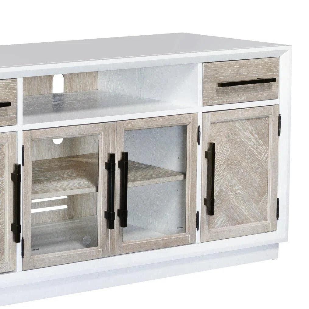 Boca Two Tone Wood TV Stand With Glass Doors - LOOMLAN - Panama Jack - TV Stands & Media Centers
