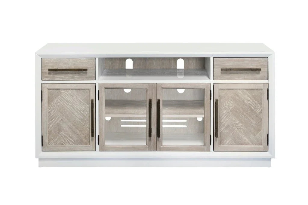 Boca Two Tone Wood TV Stand With Glass Doors - LOOMLAN - Panama Jack - TV Stands & Media Centers