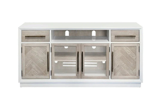 Boca Two Tone Wood TV Stand With Glass Doors - LOOMLAN - Panama Jack - TV Stands & Media Centers