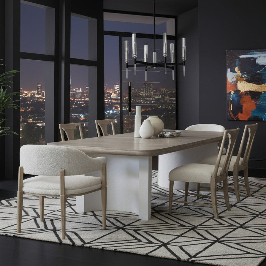 Bodhi 84-104 Extending Dining Table with MIXED Chairs 5PC-Dining Table Sets-Palmetto Home-LOOMLAN