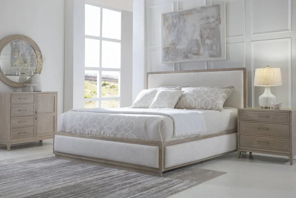 Bodhi Ivory Textured Performance Fabric Bed - LOOMLAN - Palmetto Home - Beds