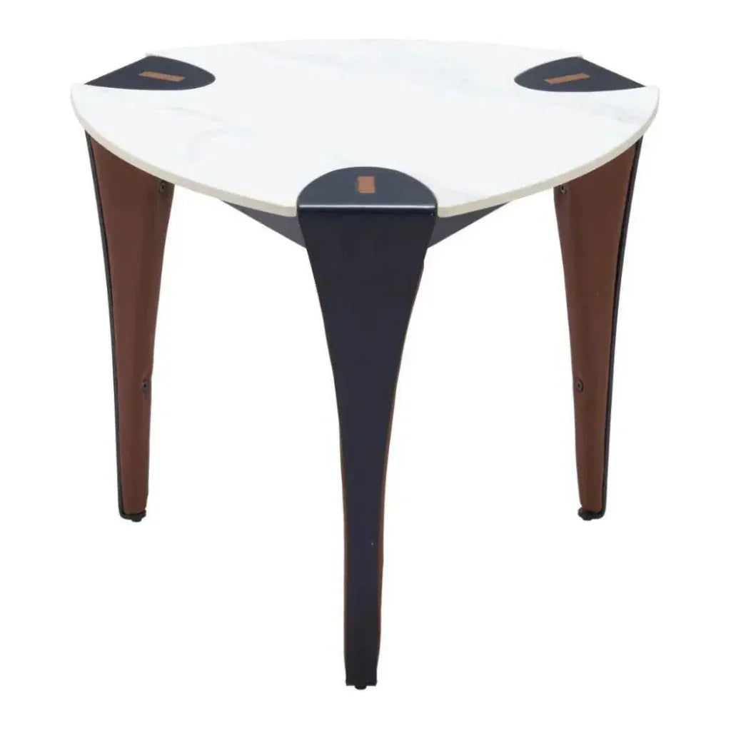 Bogey Stone & Steel White Geometric Side Table - LOOMLAN - Zuo Modern - Side Tables