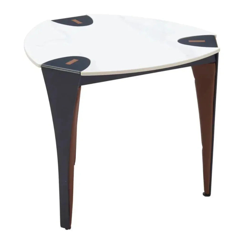 Bogey Stone & Steel White Geometric Side Table - LOOMLAN - Zuo Modern - Side Tables