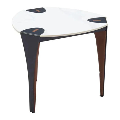 Bogey Stone & Steel White Geometric Side Table - LOOMLAN - Zuo Modern - Side Tables