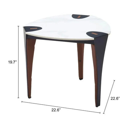 Bogey Stone & Steel White Geometric Side Table - LOOMLAN - Zuo Modern - Side Tables