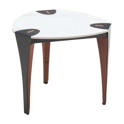 Bogey Stone & Steel White Geometric Side Table - LOOMLAN - Zuo Modern - Side Tables