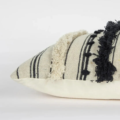 Boho Babe Striped White & Black Lumbar Pillow Insert - LOOMLAN - LOOMLAN - Throw Pillows