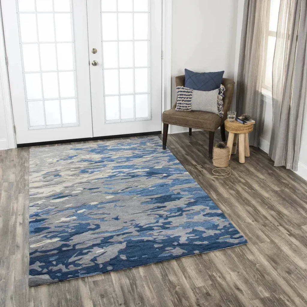Boil Abstract Blue Large Area Rugs For Living Room - LOOMLAN - LOOMLAN - Area Rugs