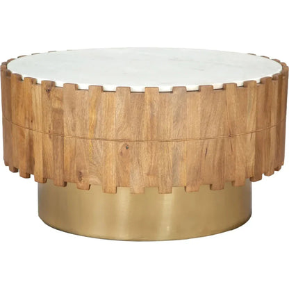 Bombay Wood & Marble Round Coffee Table - LOOMLAN - Zuo Modern - Coffee Tables