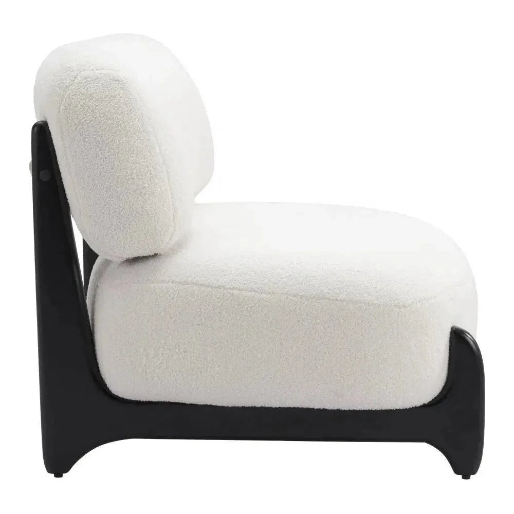 Bombo Wood White Armless Accent Chair - LOOMLAN - Zuo Modern - Club Chairs