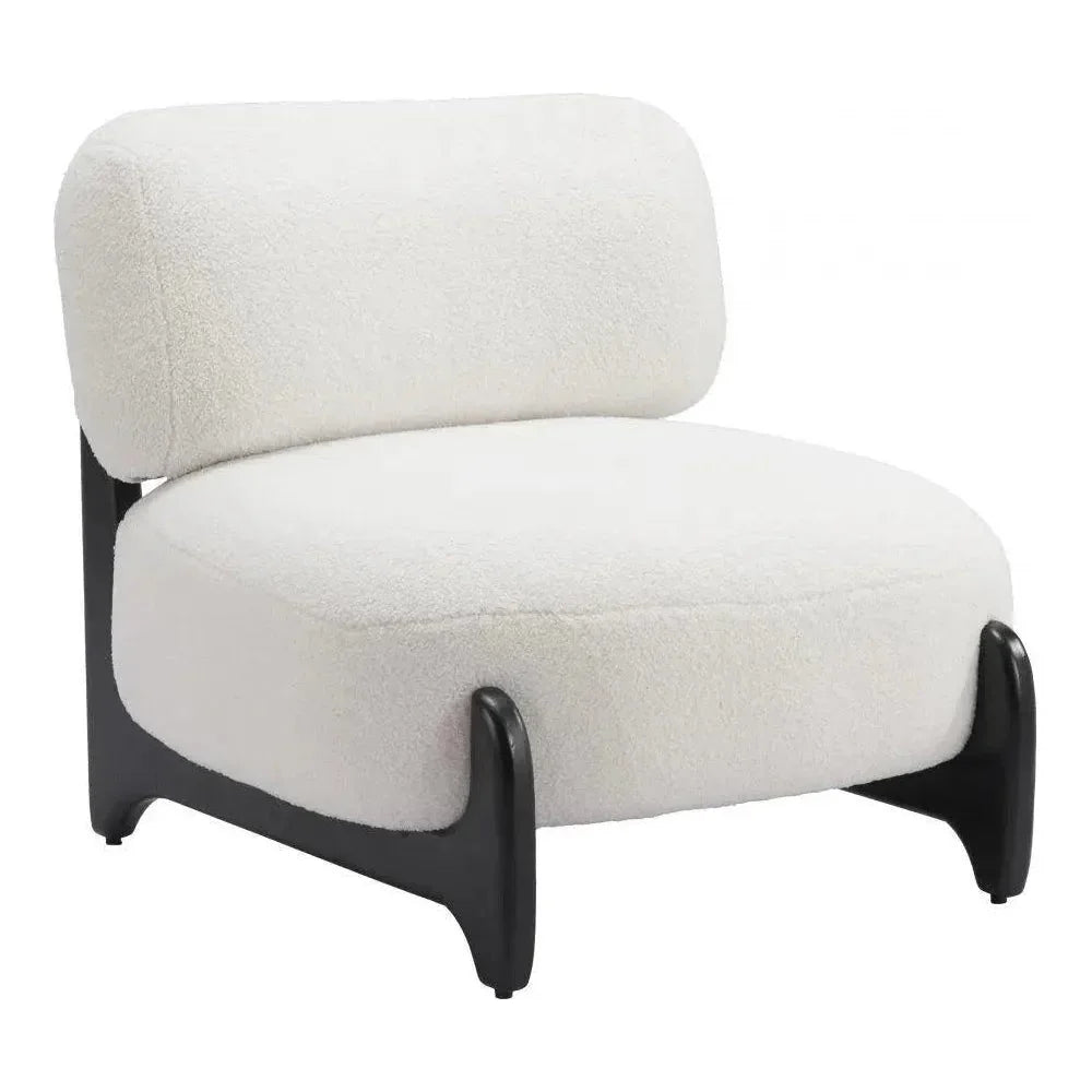 Bombo Wood White Armless Accent Chair - LOOMLAN - Zuo Modern - Club Chairs