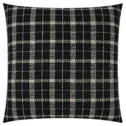 Bond Onyx Plaid Check Black Large Throw Pillow Insert - LOOMLAN - D.V. Kap - Throw Pillows