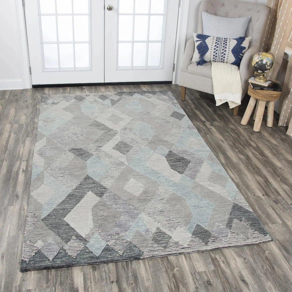 Bons Geometric Gray Large Area Rugs For Living Room - LOOMLAN - LOOMLAN - Area Rugs