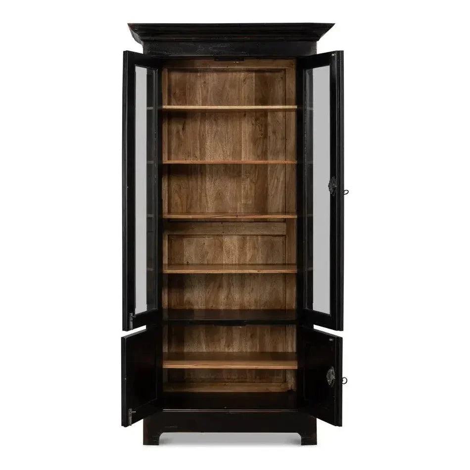 Bookcase Display Curion Glass Doors Ebony - LOOMLAN - Sarreid - Bookcases