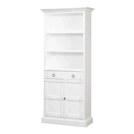 Bookcase With Doors and Drawer Cortina White - LOOMLAN - Sarreid - Bookcases