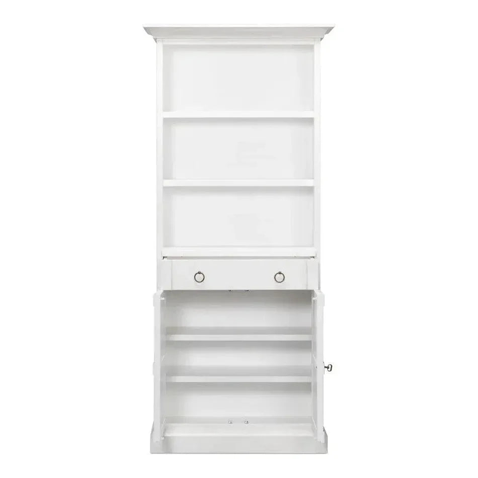 Bookcase With Doors and Drawer Cortina White - LOOMLAN - Sarreid - Bookcases