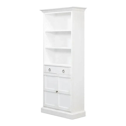 Bookcase With Doors and Drawer Cortina White - LOOMLAN - Sarreid - Bookcases