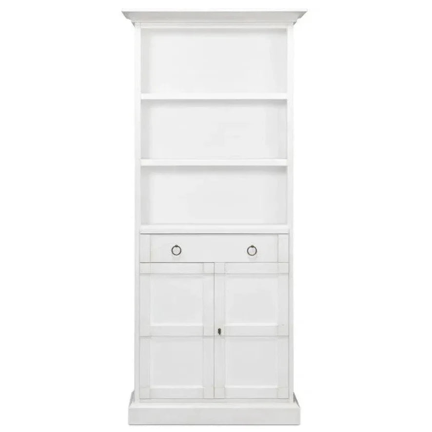 Bookcase With Doors and Drawer Cortina White - LOOMLAN - Sarreid - Bookcases