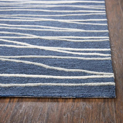 Bore Lines Navy Large Area Rugs For Living Room - LOOMLAN - LOOMLAN - Area Rugs