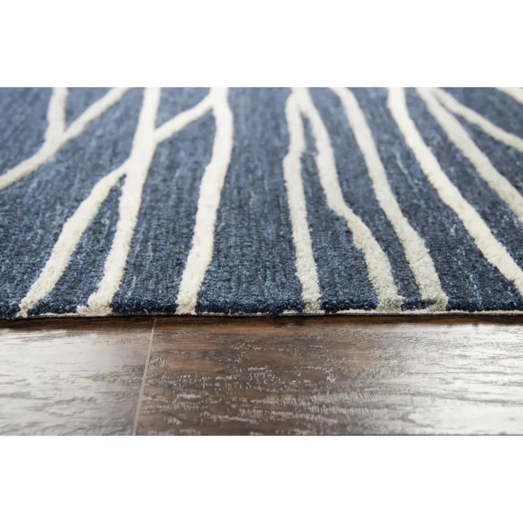 Bore Lines Navy Large Area Rugs For Living Room - LOOMLAN - LOOMLAN - Area Rugs