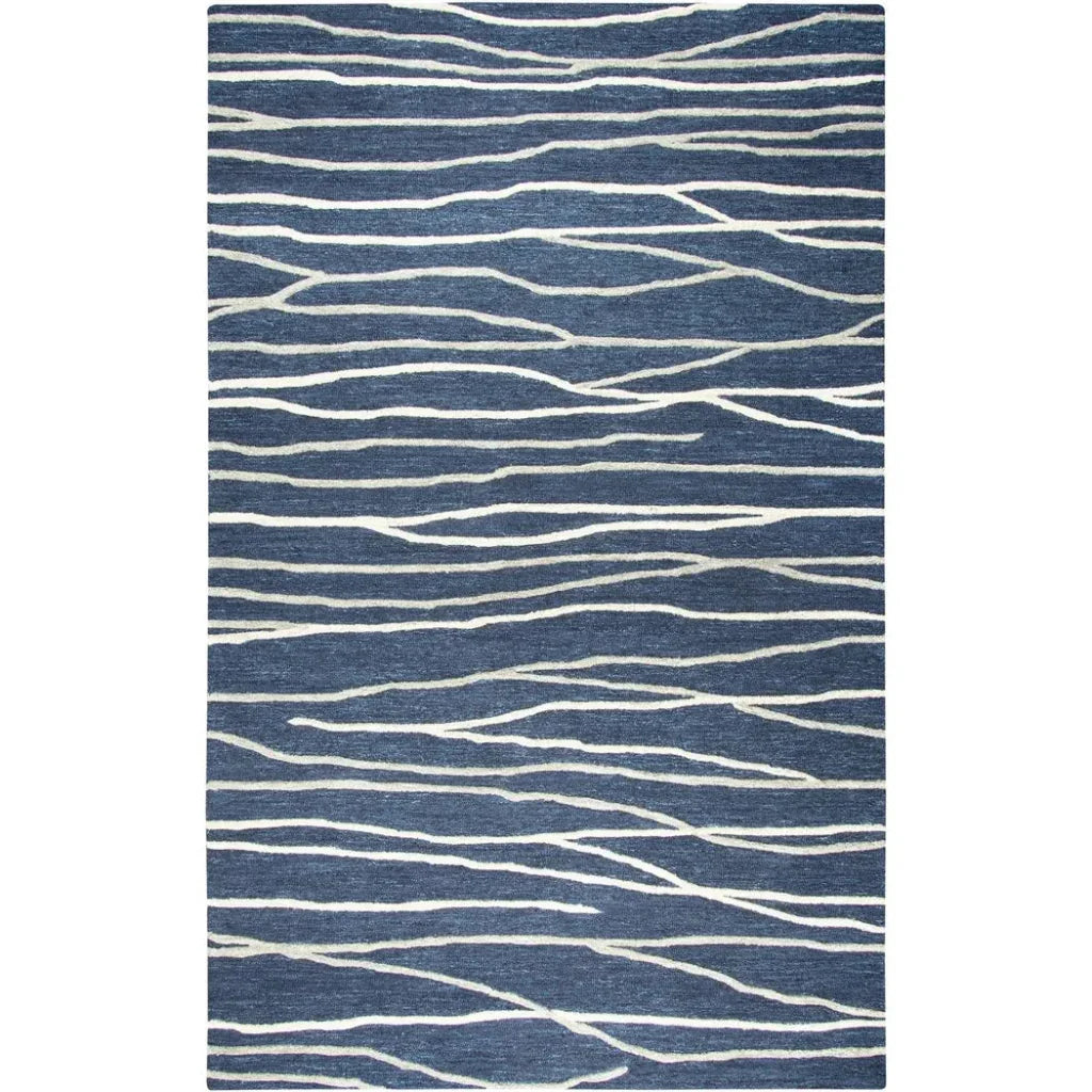 Bore Lines Navy Large Area Rugs For Living Room - LOOMLAN - LOOMLAN - Area Rugs