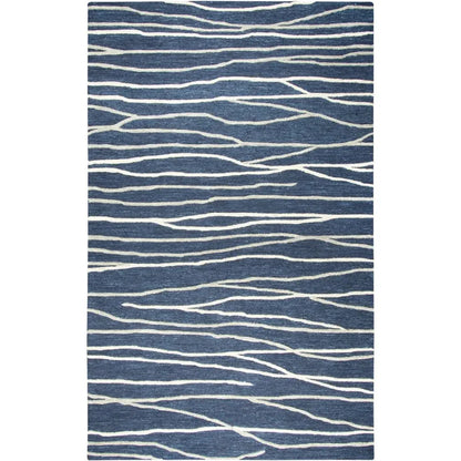 Bore Lines Navy Large Area Rugs For Living Room - LOOMLAN - LOOMLAN - Area Rugs