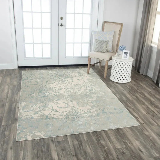 Boru Scroll Blue Kitchen Hallway Runner Rug - LOOMLAN - LOOMLAN - Area Rugs