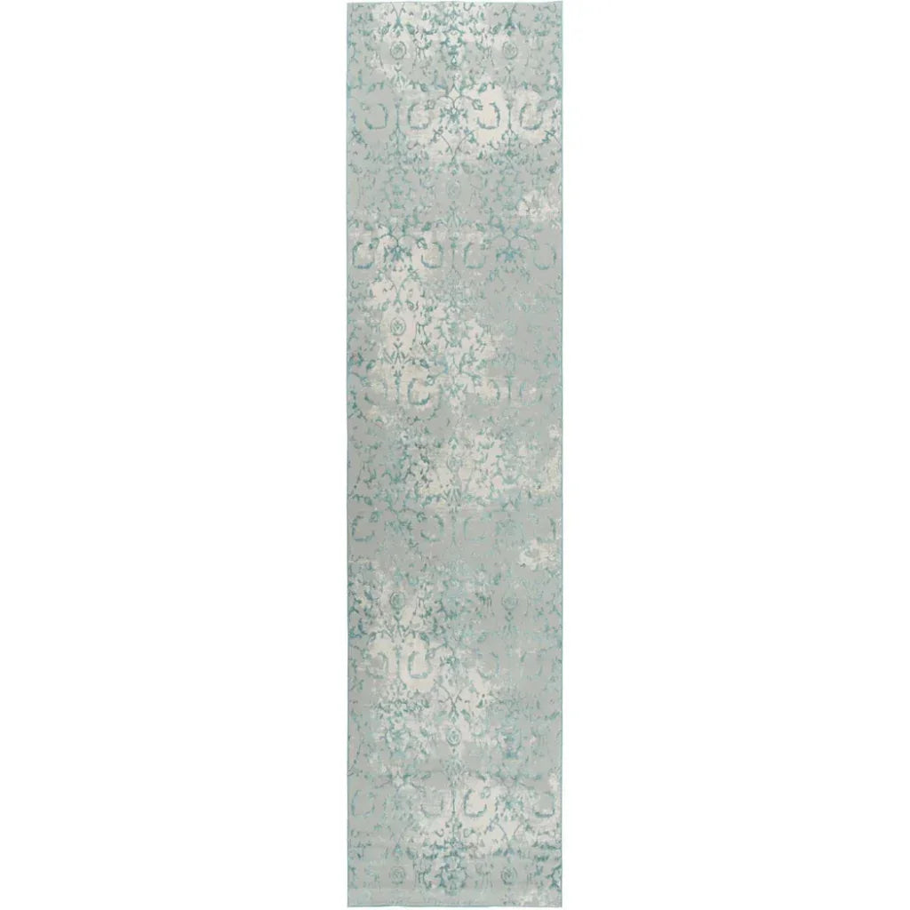 Boru Scroll Blue Kitchen Hallway Runner Rug - LOOMLAN - LOOMLAN - Area Rugs
