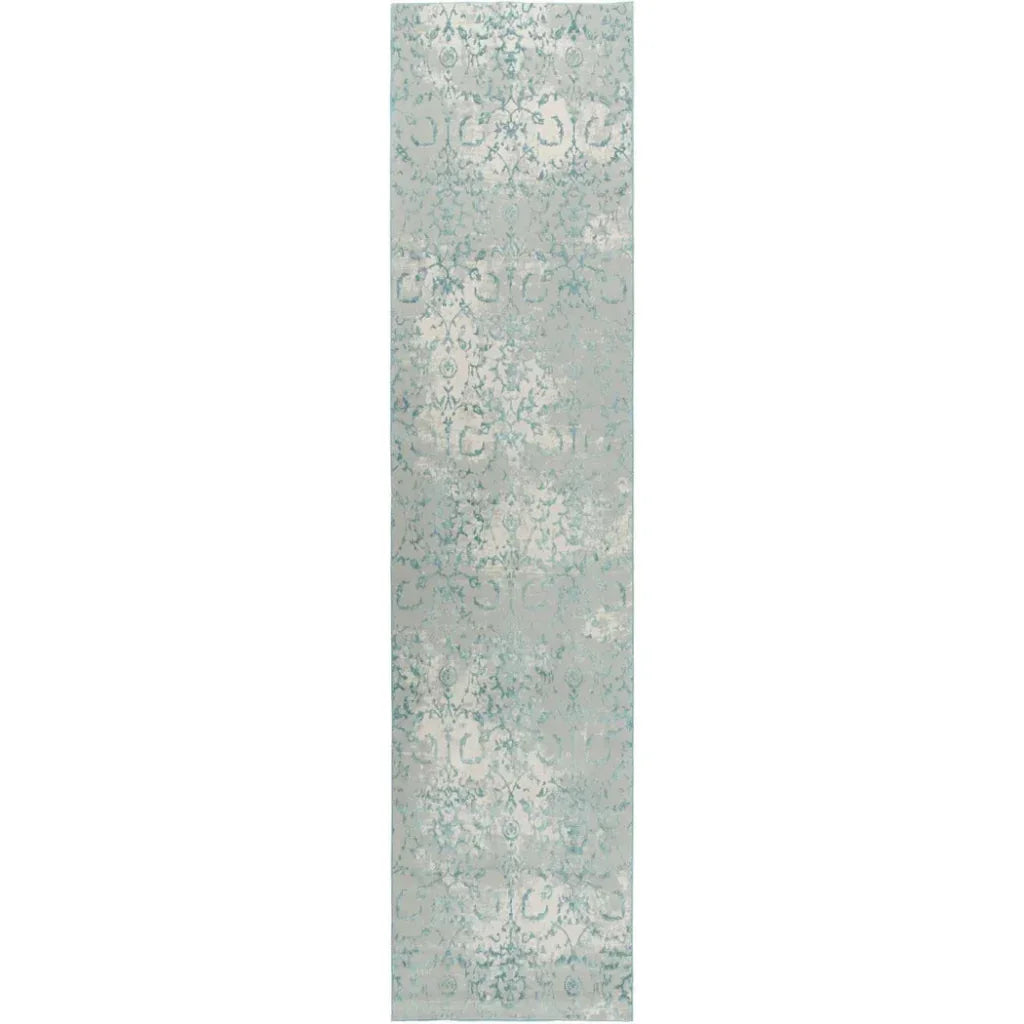 Boru Scroll Blue Kitchen Hallway Runner Rug - LOOMLAN - LOOMLAN - Area Rugs