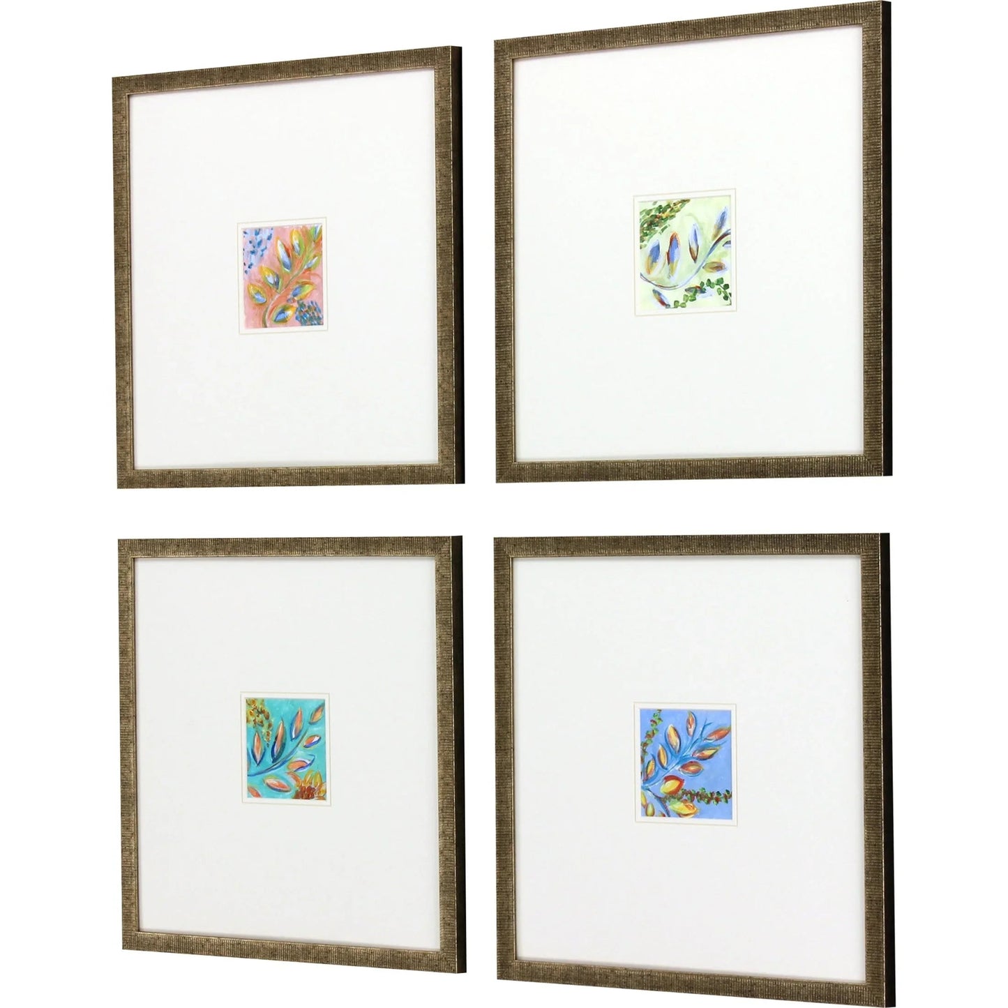 Botanica Blue Framed Wall Art 4PC