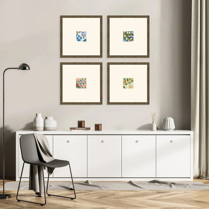 Botanica Blue Framed Wall Art 4PC