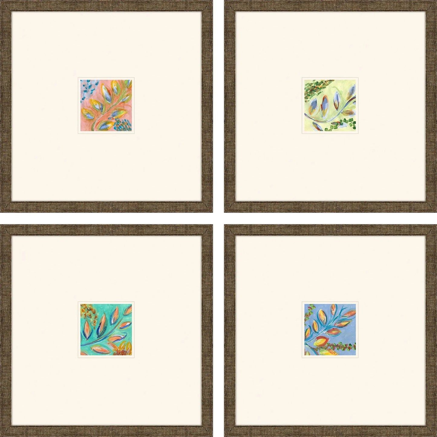 Botanica Blue Framed Wall Art 4PC