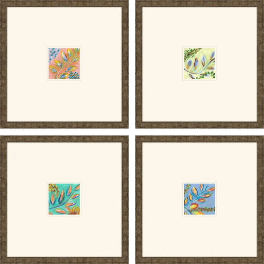 Botanica Blue Framed Wall Art 4PC