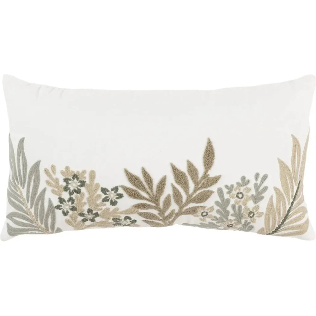 Botanical Ivory Lumbar Pillow With Insert - LOOMLAN - LOOMLAN - Throw Pillows