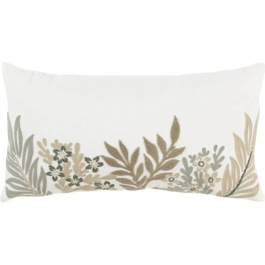 Botanical Ivory Lumbar Pillow With Insert - LOOMLAN - LOOMLAN - Throw Pillows