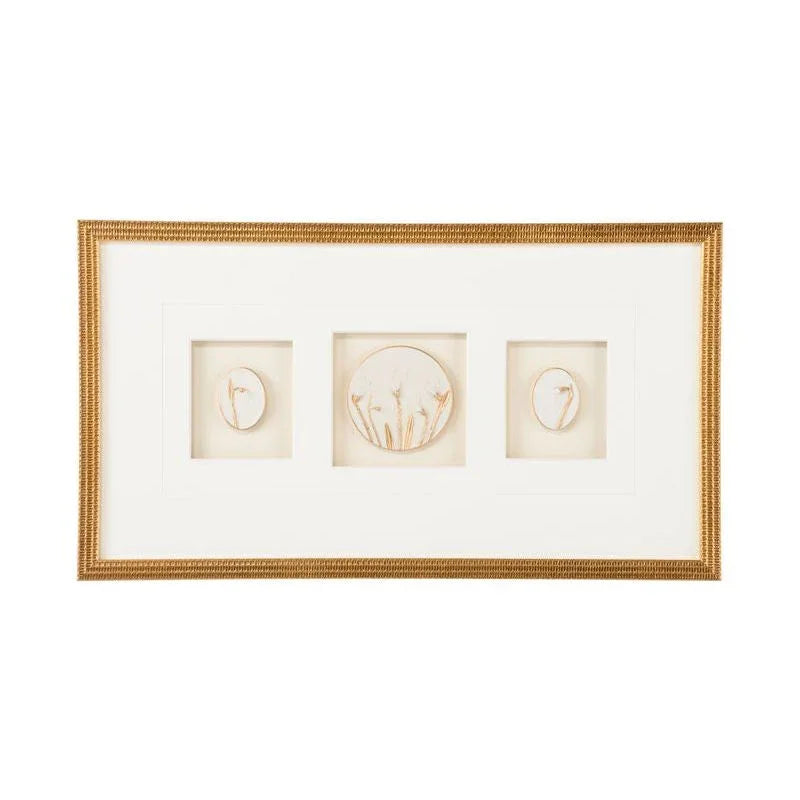 Botanical Relief Gold Leaf Shadow Box Artwork-Framed Wall Art-Chelsea House-Botanical V-Horizontal-LOOMLAN