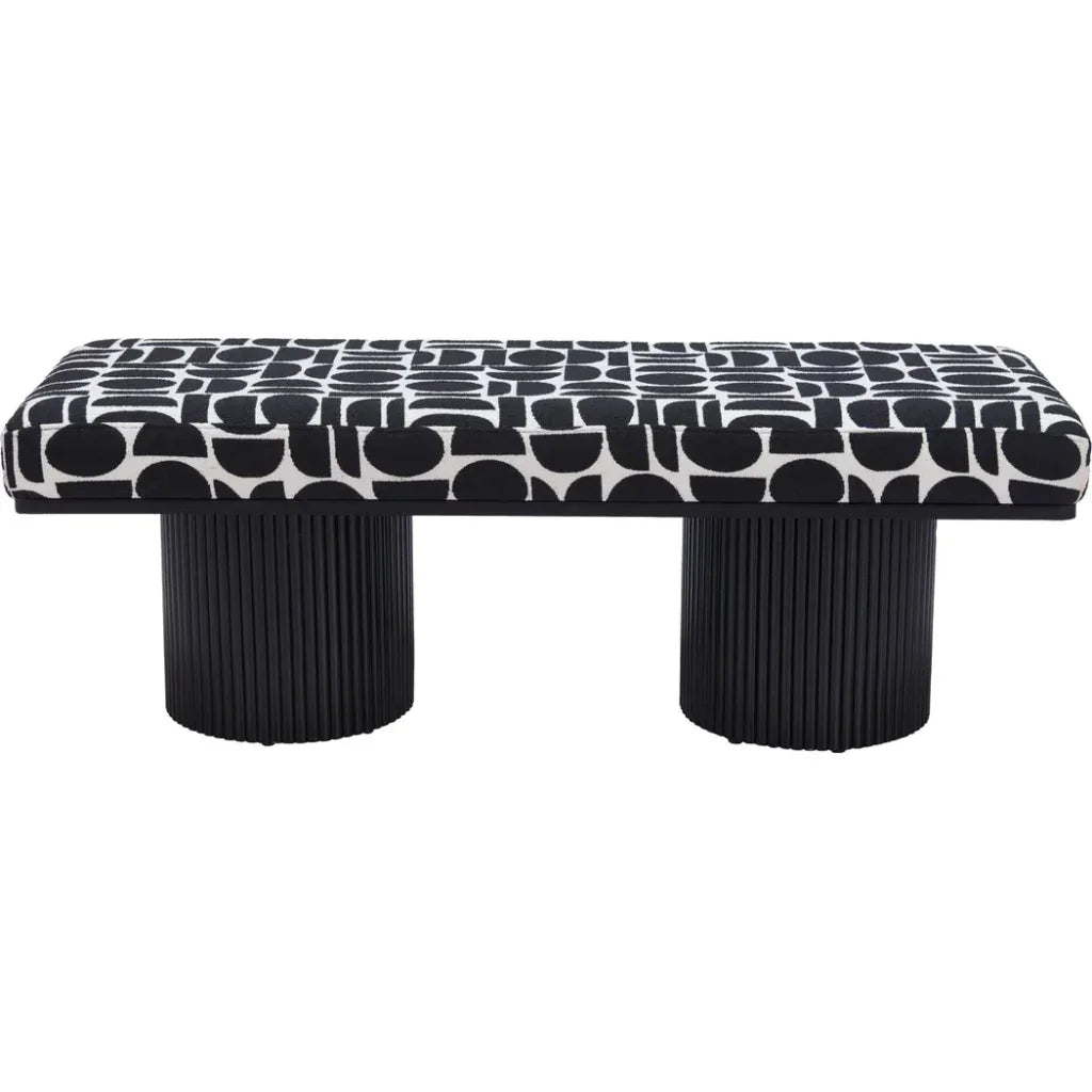 Botoia Wood Black Bench with Plush Fabric - LOOMLAN - Zuo Modern - Bedroom Benches
