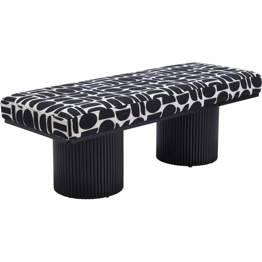 Botoia Wood Black Bench with Plush Fabric - LOOMLAN - Zuo Modern - Bedroom Benches