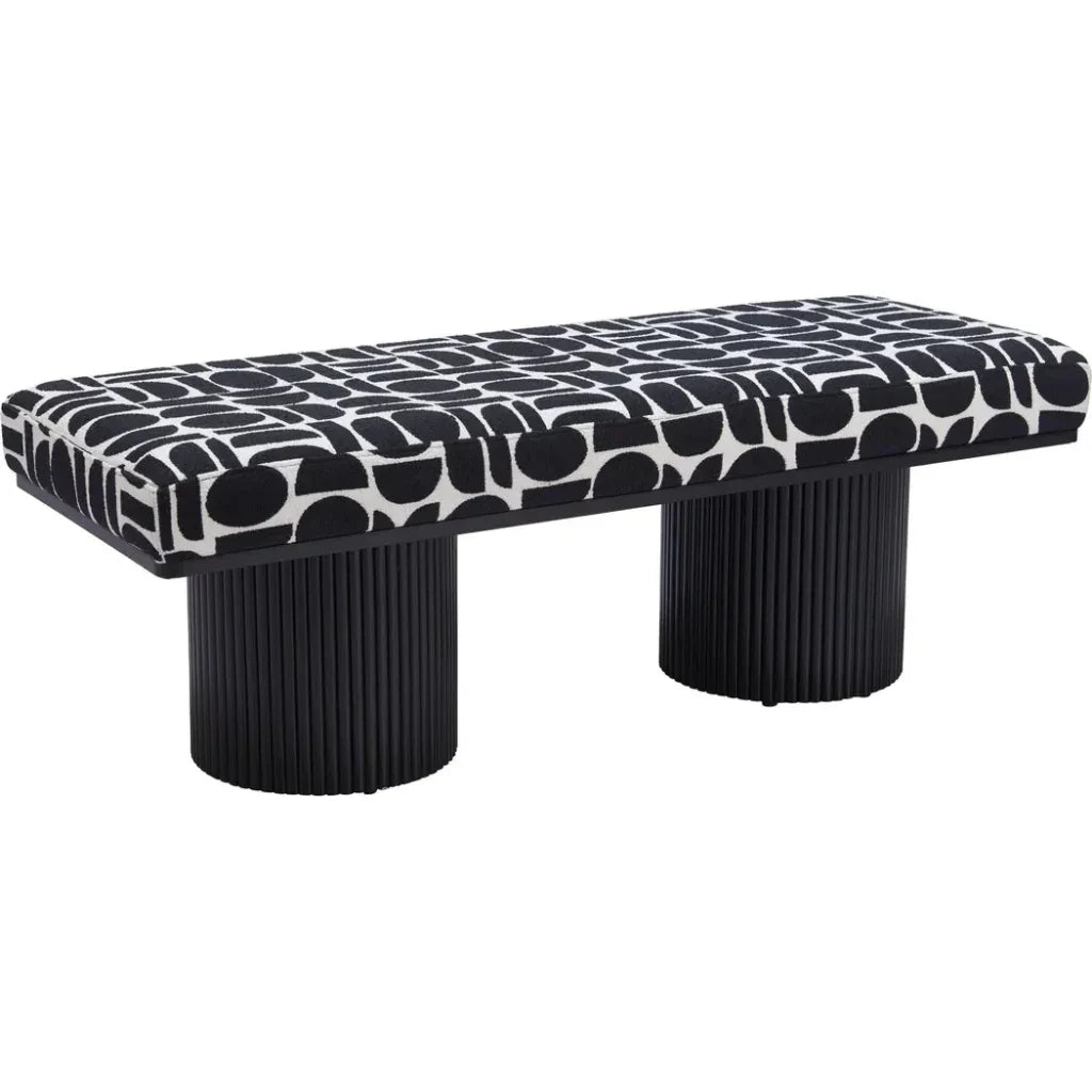 Botoia Wood Black Bench with Plush Fabric - LOOMLAN - Zuo Modern - Bedroom Benches