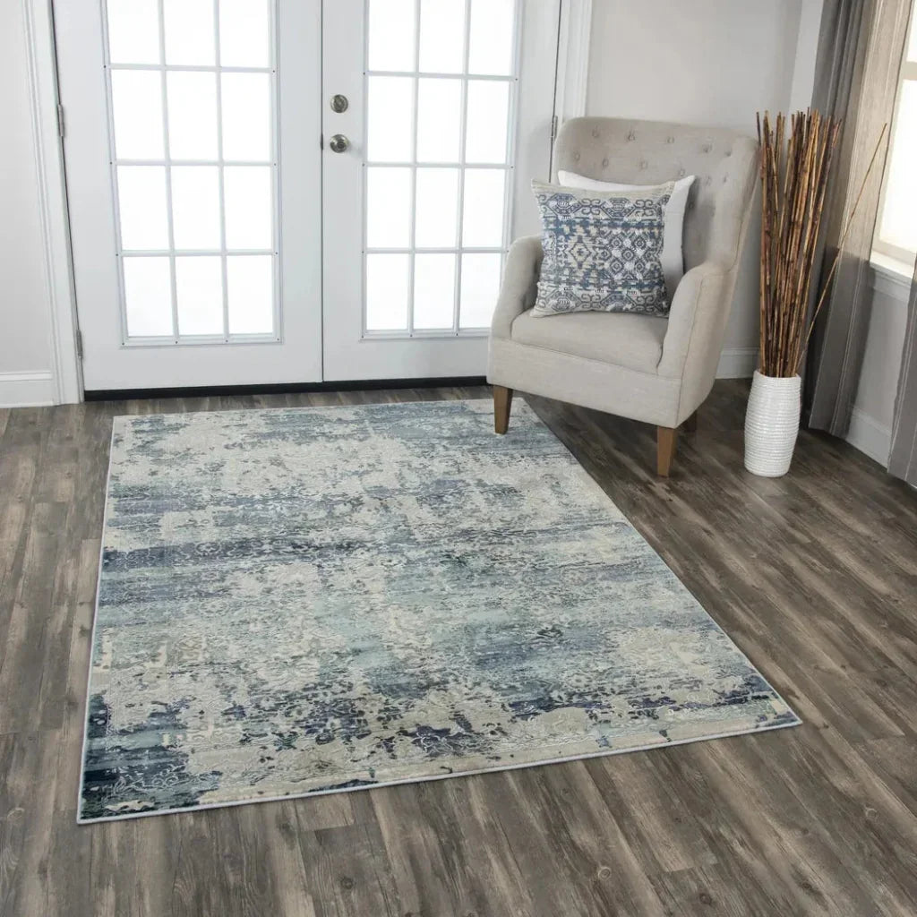 Boul Abstract Blue Kitchen Hallway Runner Rug - LOOMLAN - LOOMLAN - Area Rugs