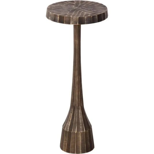 Bowman Cast Aluminum Brown Round Accent Table - LOOMLAN - Bassett Mirror - Side Tables