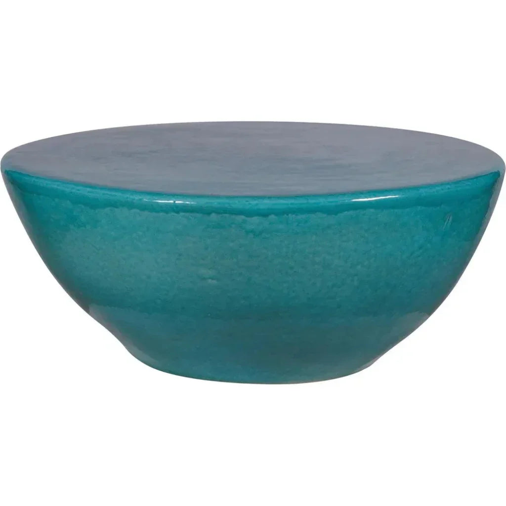 Bowness Ceramic Aquamarine Outdoor Coffee Table-Outdoor Coffee Tables-Seasonal Living-LOOMLAN